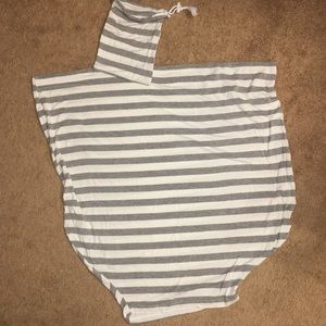 Gray and White Striped Carseat Nursing Cover w Bag